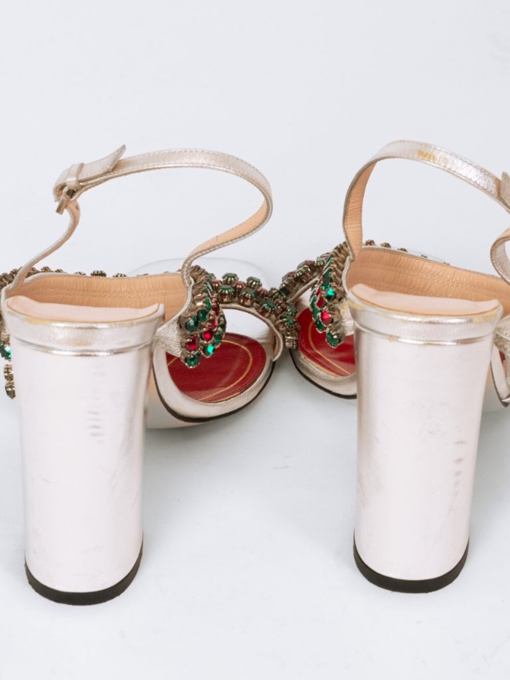 Gucci Bertie Crystal Silver Heeled Sandals - Size 36.5 - Picture 7 of 10